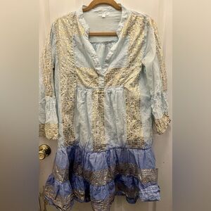 Debbie Katz Blue Ombré dress with gold print